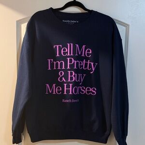 Ranch Dress'n Navy Sweatshirt with Pink Print
